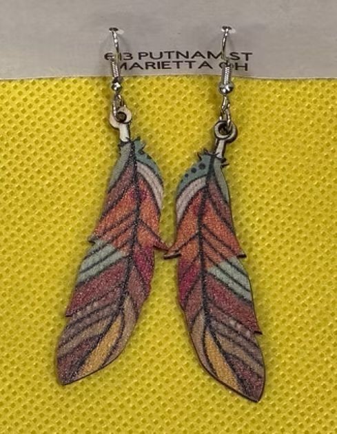 Feather Alloy Wood Earrings