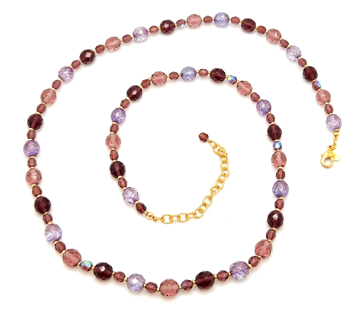 Vintage Joan Rivers Shades of Purple Faceted Beaded Necklace, 32″-35″ Adjustable