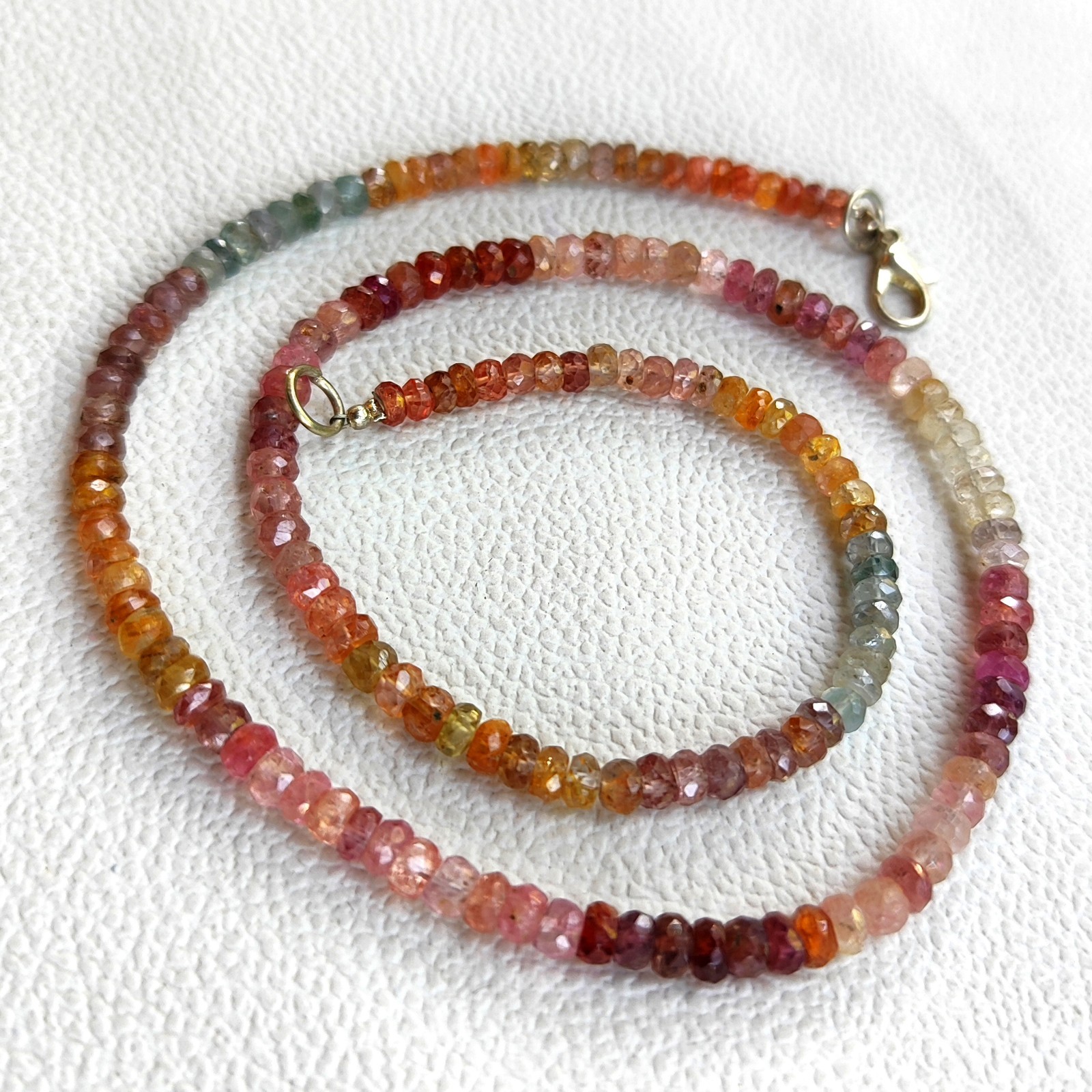 Multi Color Spinel 4-5mm Faceted Rondelle Gemstone Necklace 18″ Sri Lanka