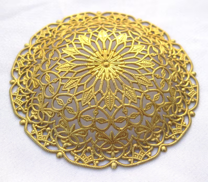 20pcs Arch Brass Filigree 54mm Round Beadcap Finding Jewelry DIY Crafts