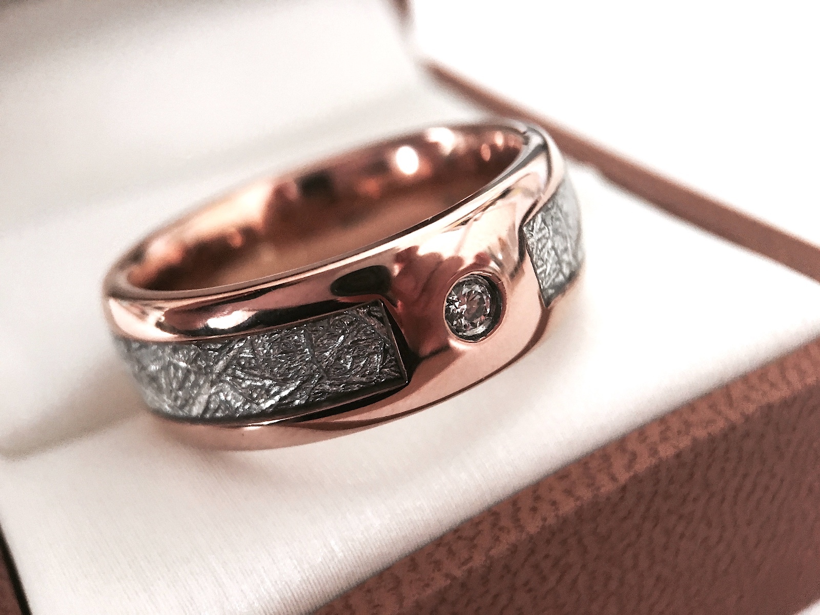 Meteorite Ring Rose Gold Tungsten Ring, Mens & Women Wedding Bands, Promise Ring