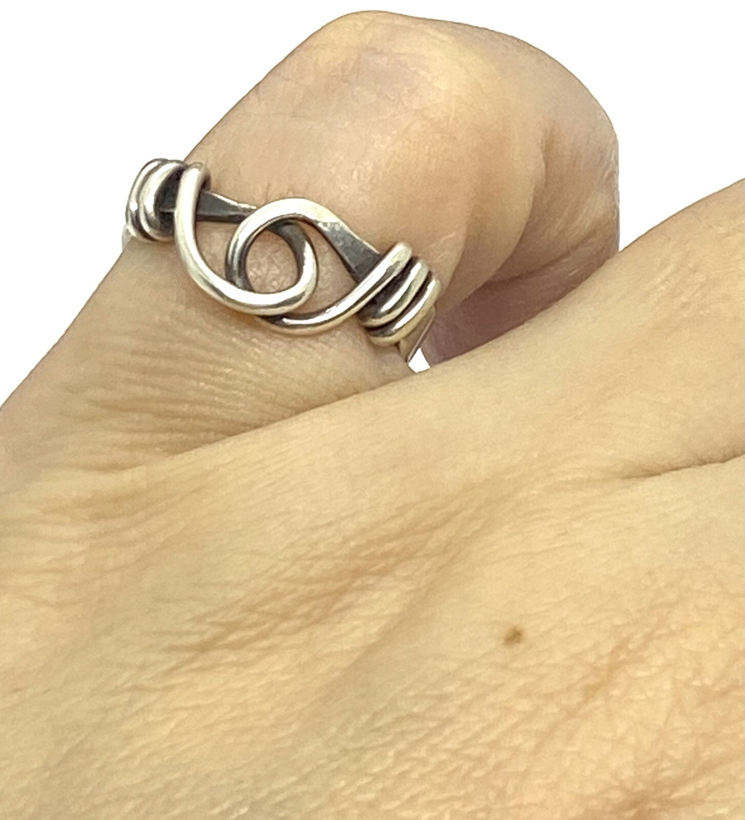 Vintage ELO Sterling Silver Linket Infinity Wire Wrap Ring Size 6 5.73mm