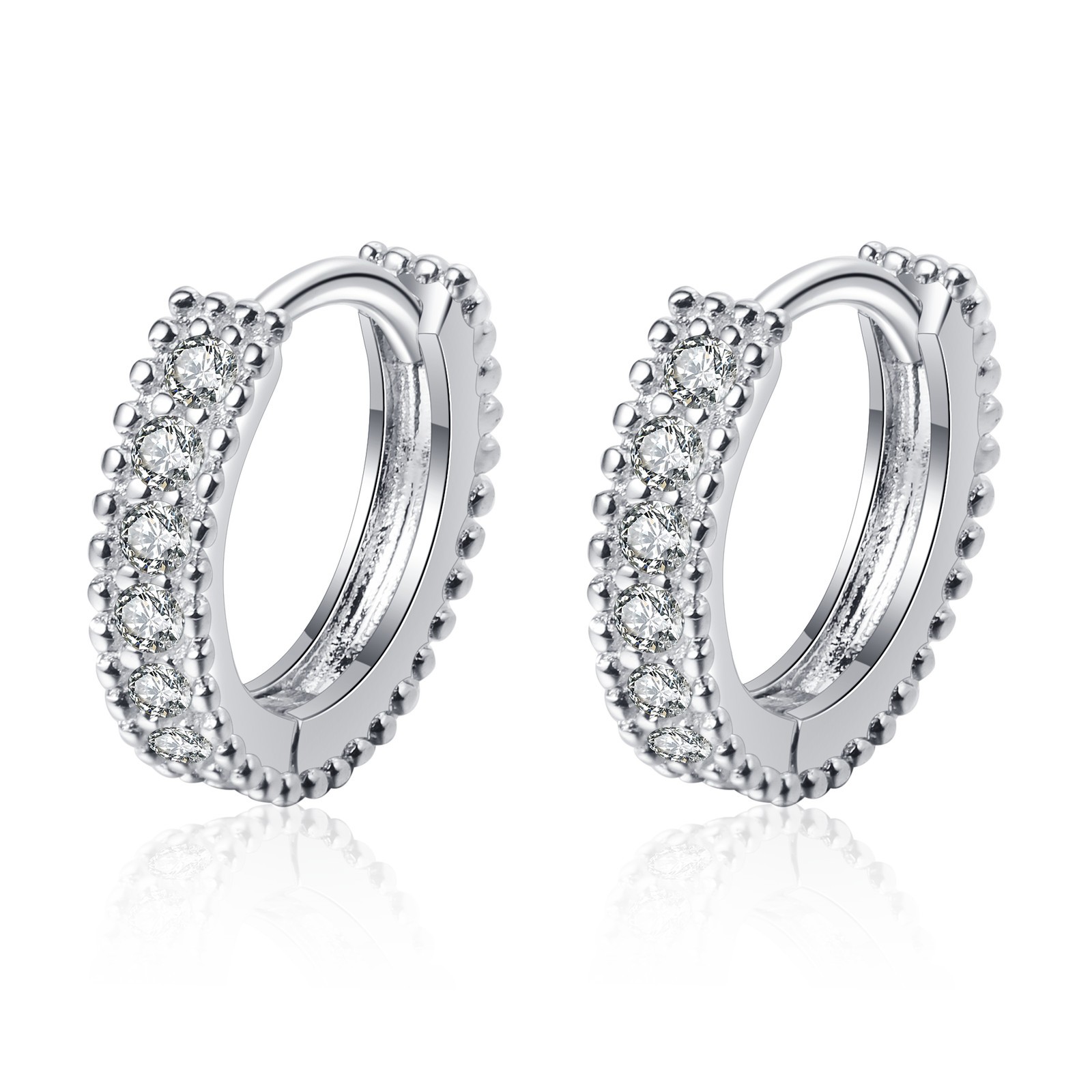 Women’s 925 Sterling Silver 0.14Ct VVS1 Moissanite Round Huggie Hoop Earrings