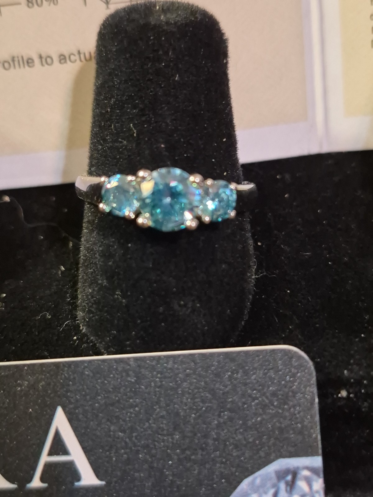 925 sterling silver ring, 2ct Blue Moissanite Stones