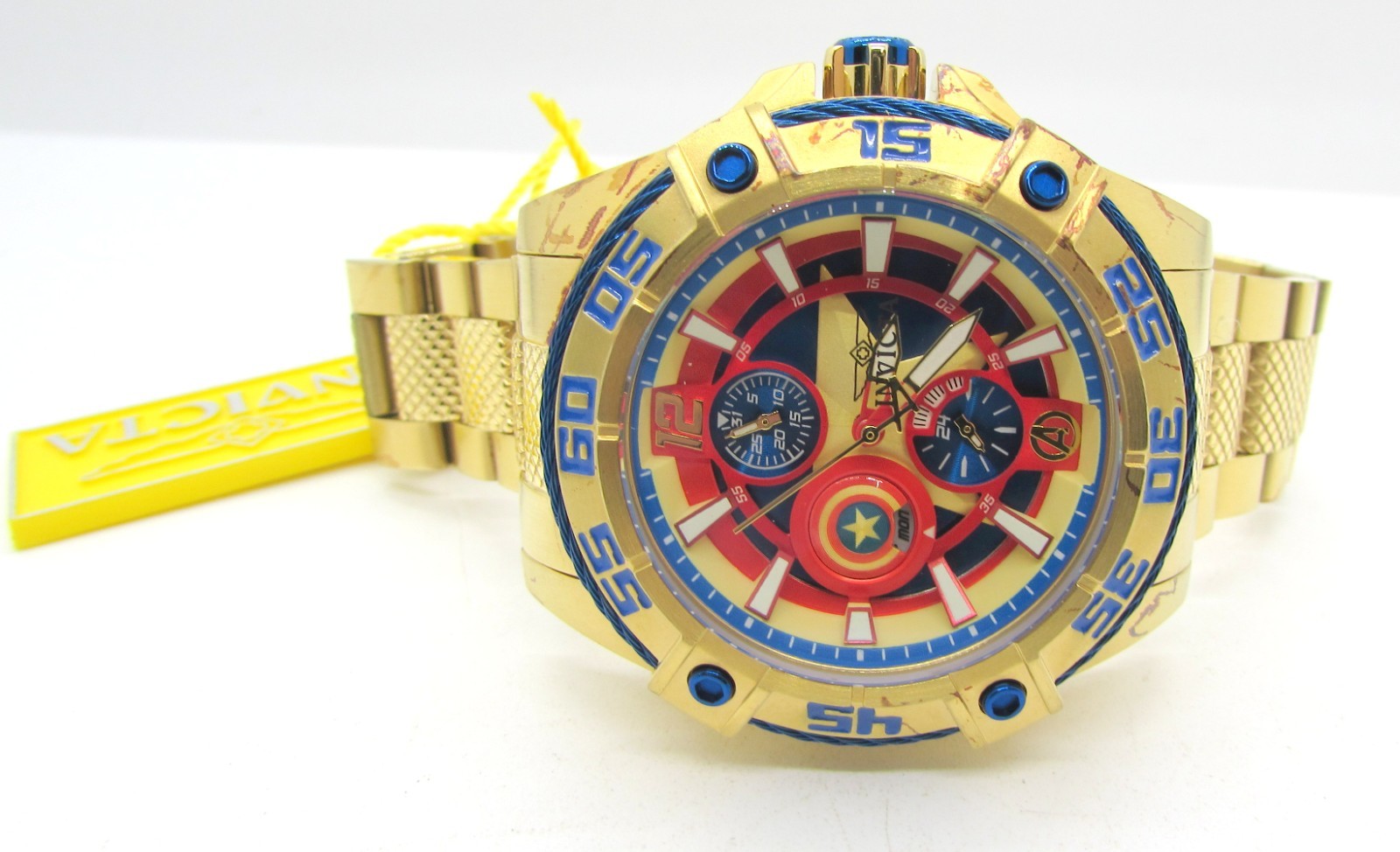 INVICTA 27019 LE 257/4000 MARVEL CAPTAIN AMERICA QUARTZ 44MM WRIST WATCH