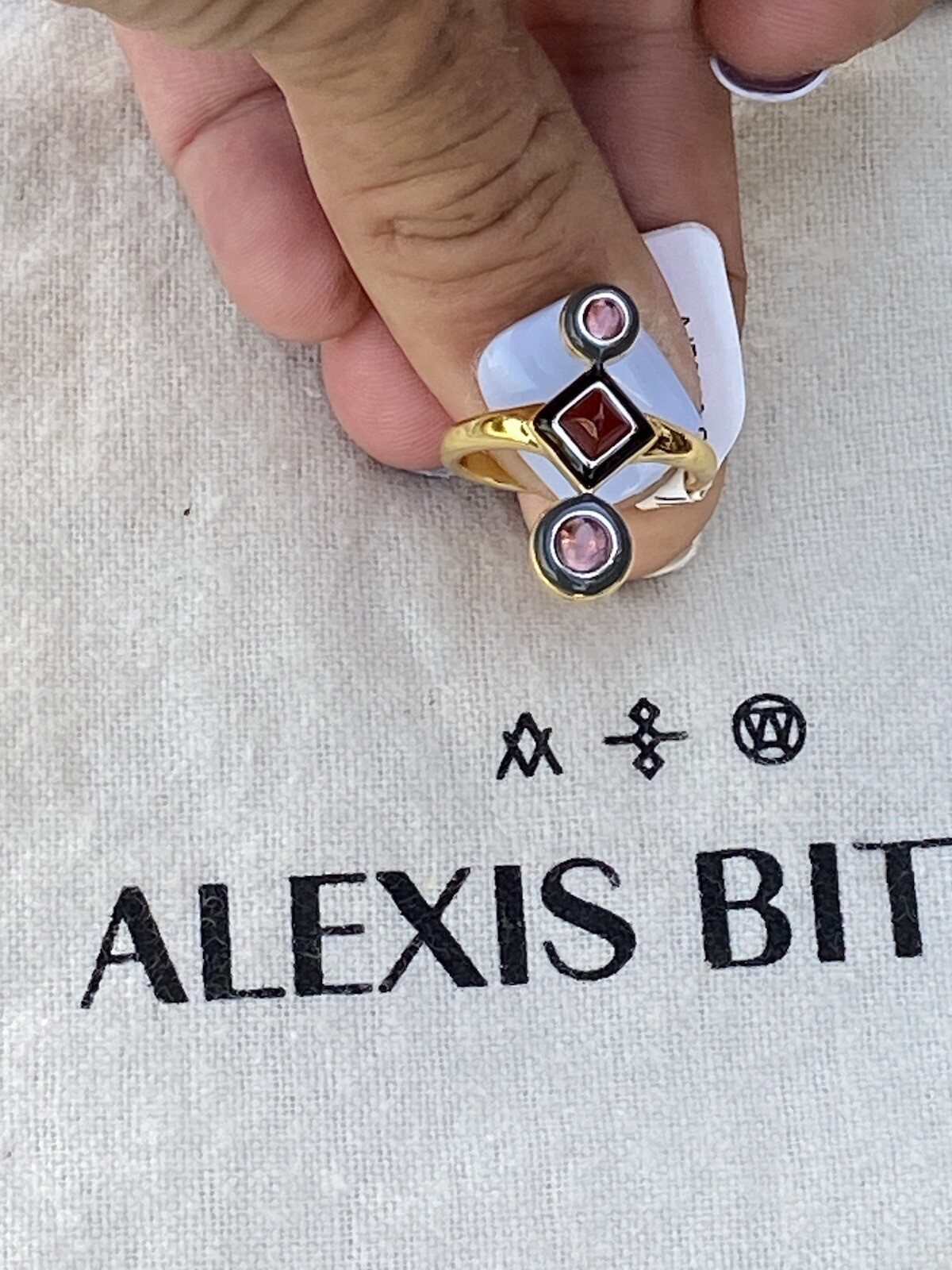 100% Authentic Alexis Bittar Triple Carnelian & Amethyst, Enamel GP Ring $225
