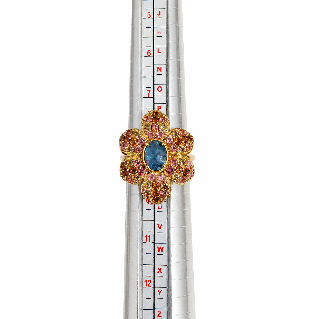 GP Italian Garden Boulder Opal Ring (9)Triplet Multi-Tourmaline Floral Ring 925