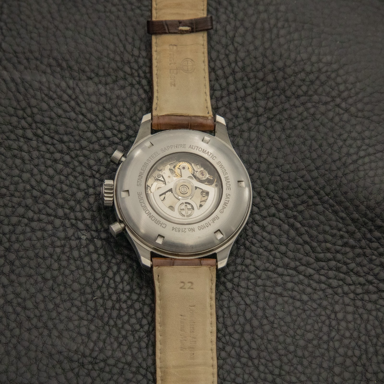 Ernst Benz 47mm ChronoScope GC10118 Parchment Dial Leather Strap – Rare