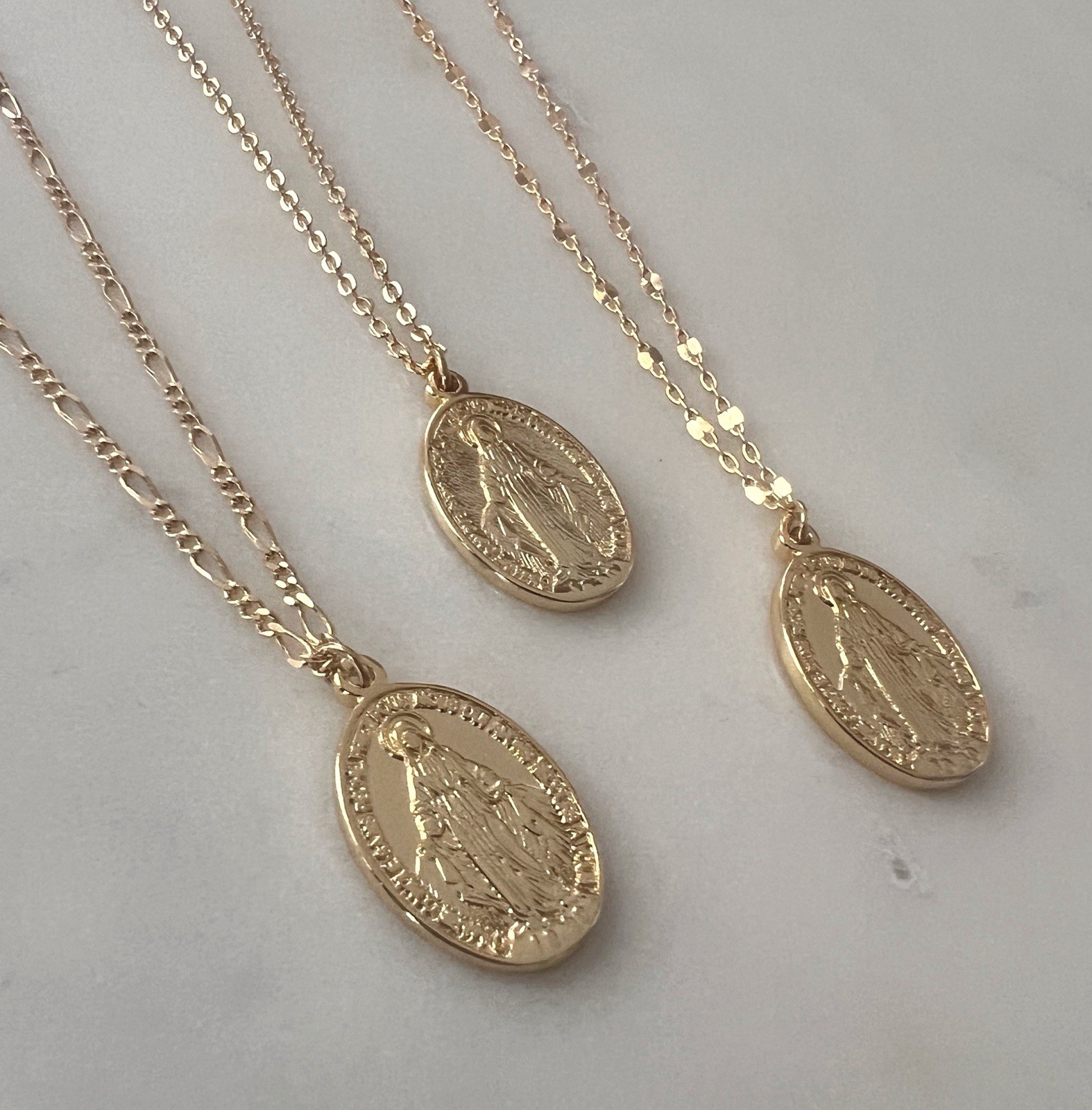 Miraculous Medal Necklace Gold Saint Mary Necklace Virgin Mary Pendant Necklace