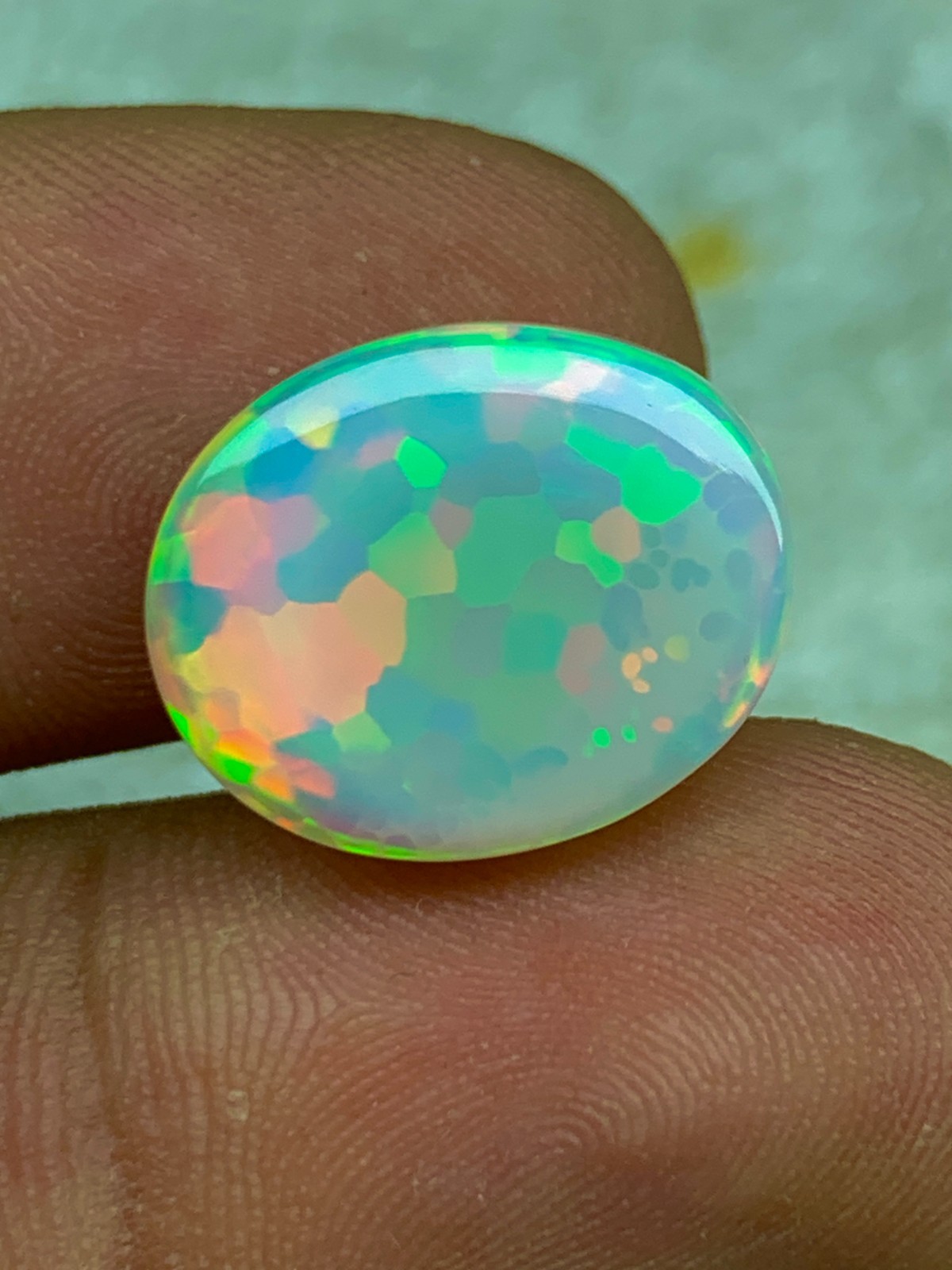 Natural Ethiopian Welo Opal 9.4ct Oval Cabochon Honeycomb Pattern Loose Gemstone