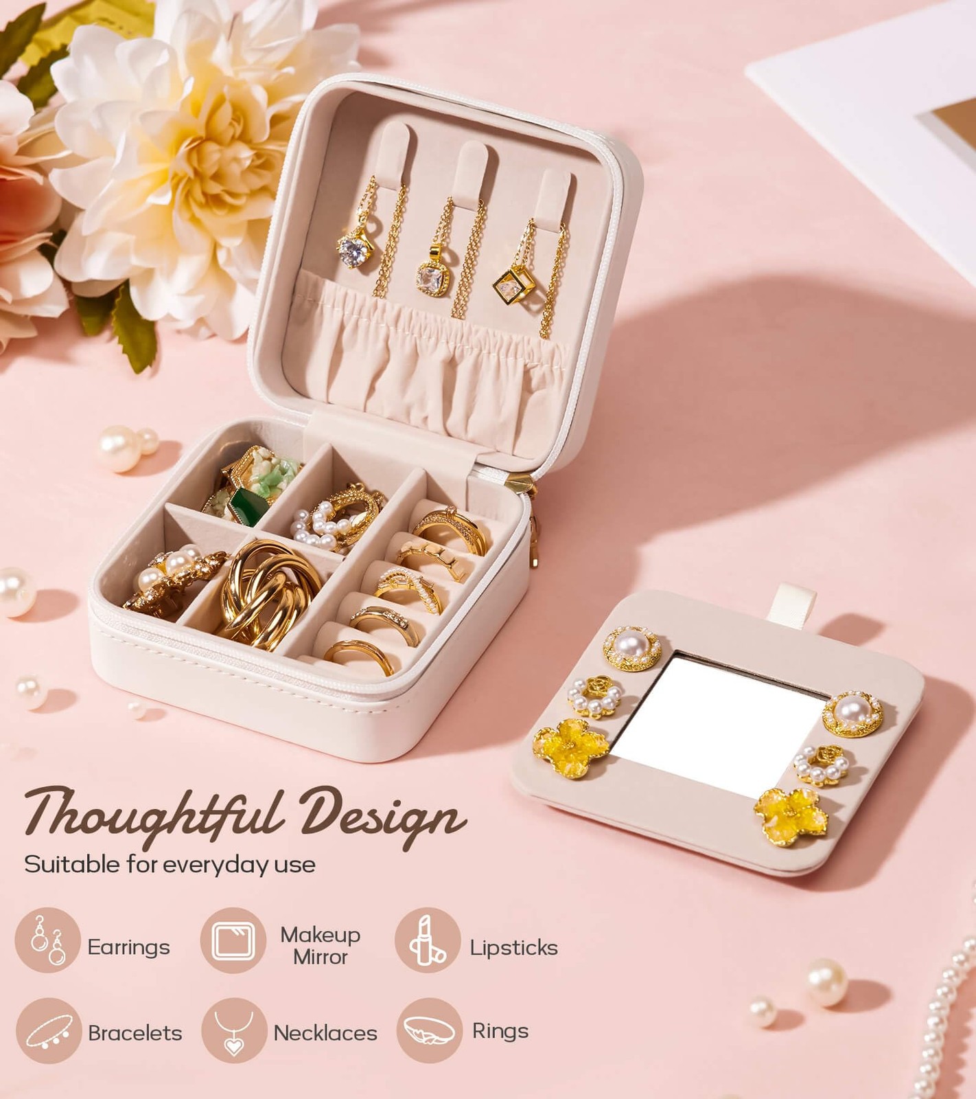 Enthralite Travel Jewelry Box for Girls Traveling Ring Case Gift for Women M…