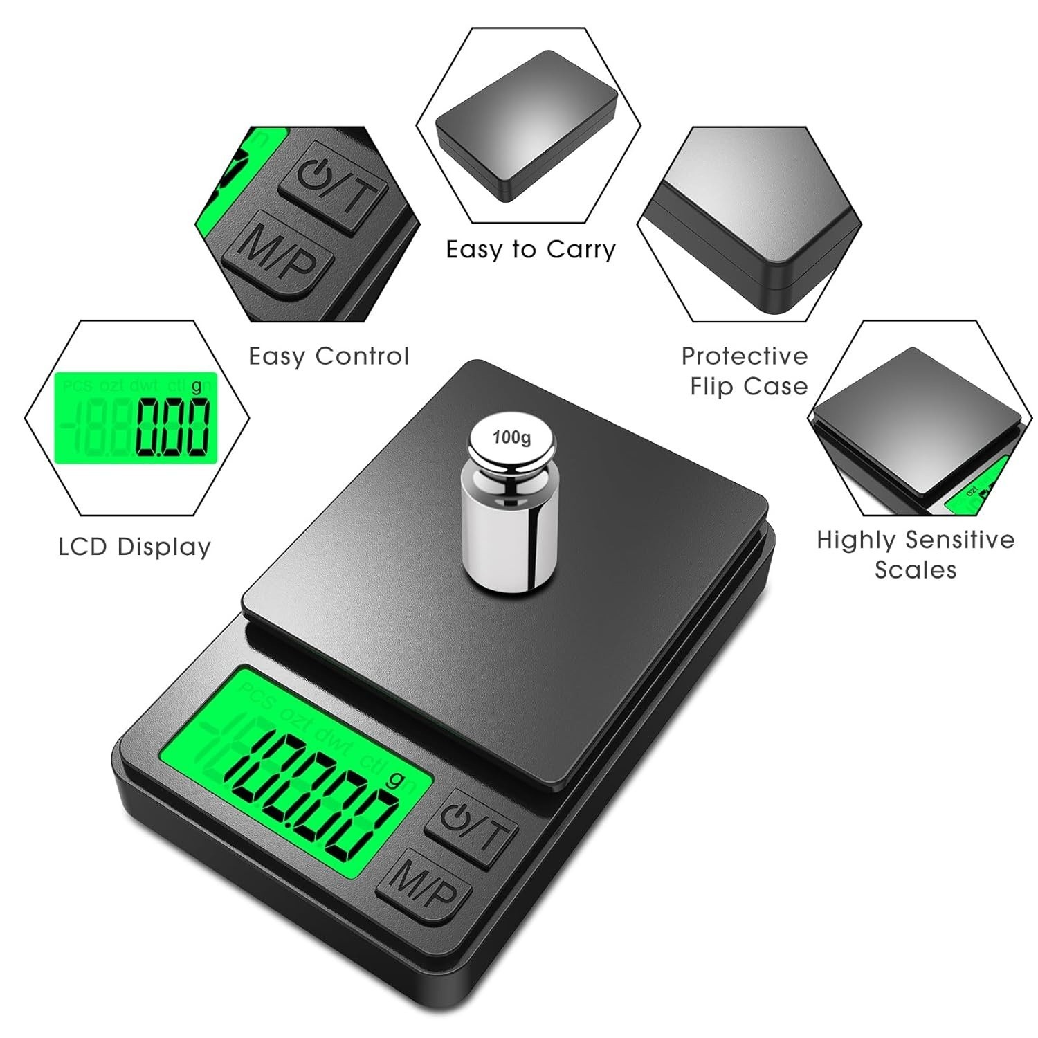 Pocket Scale 1000g x 0.01g Precision Gram Scale, Small Digital Scale Grams Ounce