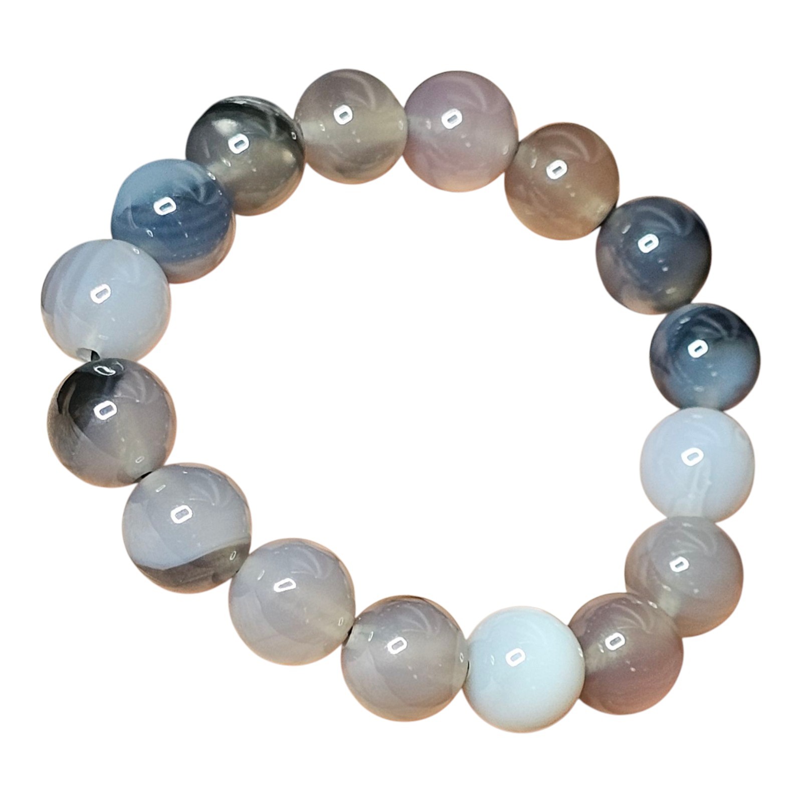 Volcano Agate Natural Crystal Bracelet 12.3mm UV Reactive