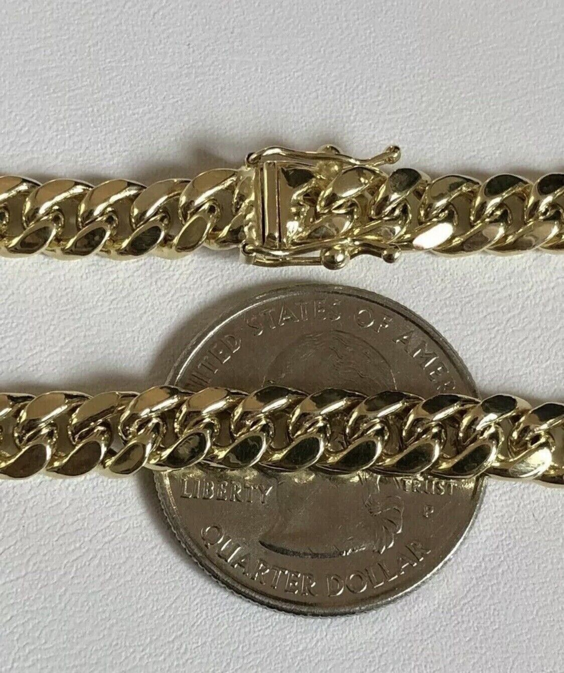 Real 14k Yellow Gold 6mm Royal Miami Cuban Link 24″ Chain Necklace Box Lock
