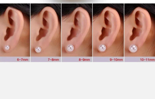Sea Shell Akoya Pearl Earrings Stud 8mm Japanese White 925 Silver 14k gold Plate