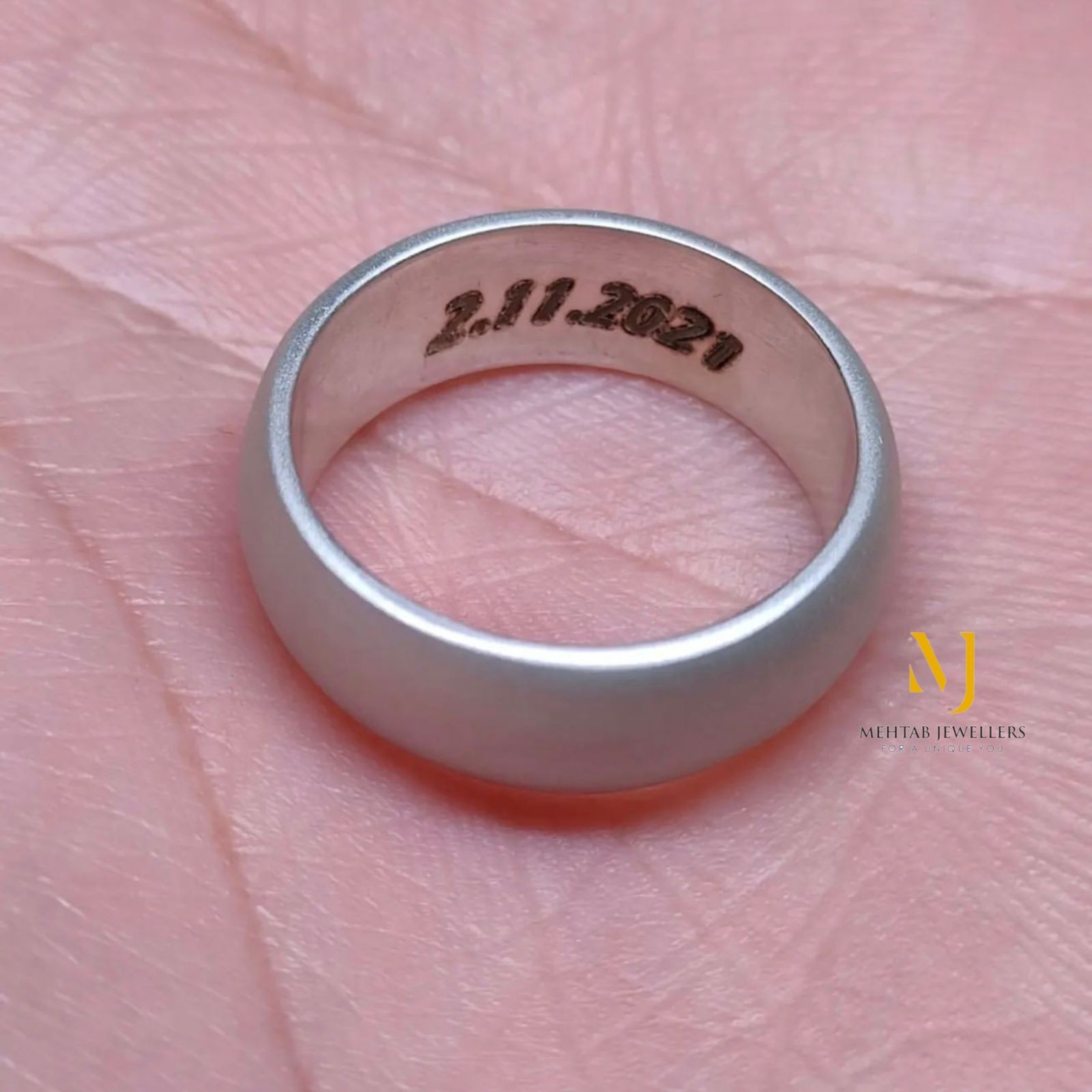 Sterling Silver Matte Band Ring Handmade Brushed Finish Custom Engraved Gift