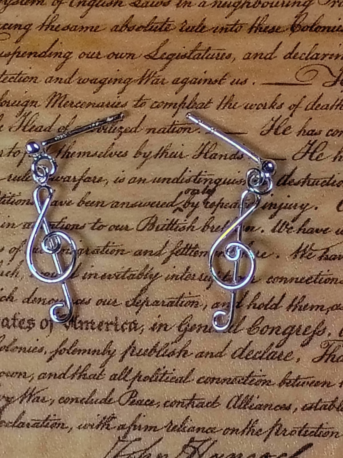 Elegant Sterling Silver Treble Clef Dangle Earrings – Musical Note