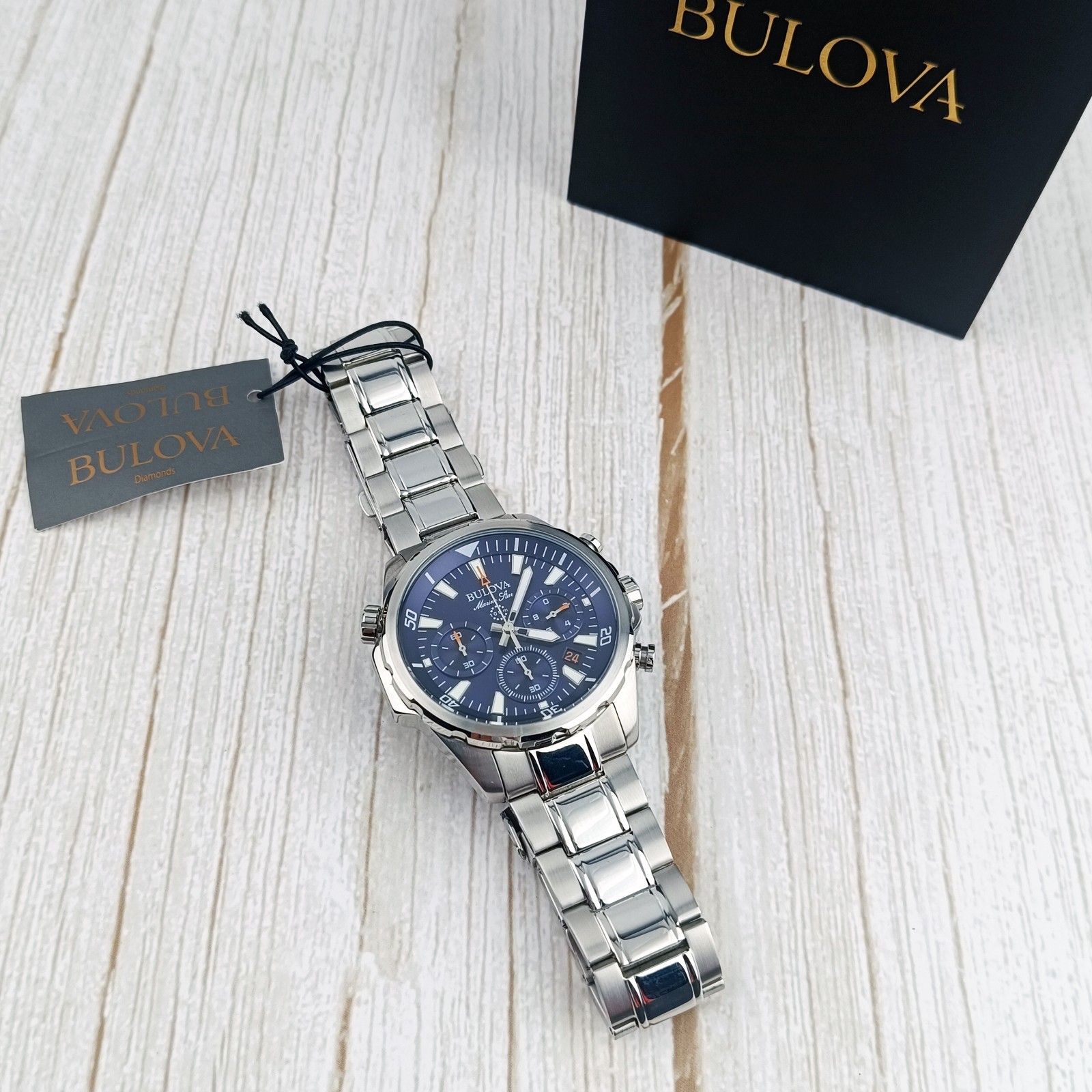 Bulova Marine Star Blue Dial Men Quartz Chronograph 96B256 Watch 43mm