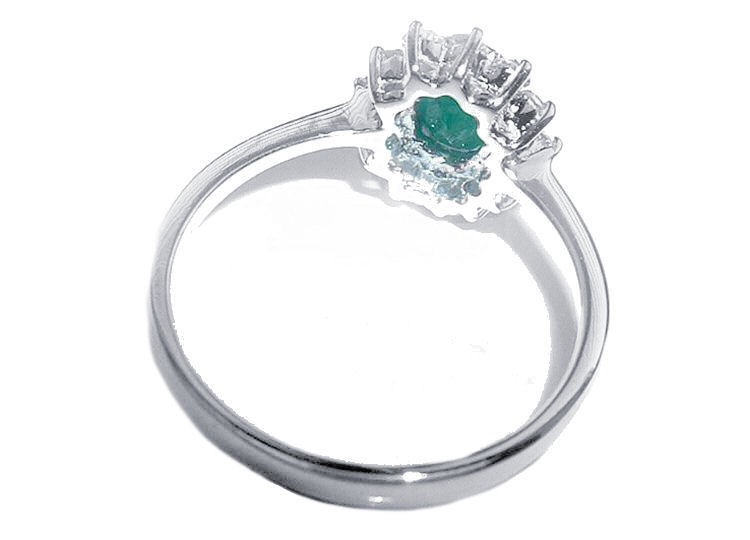 1.14ct Emerald & Diamond Ring in 14K White Gold