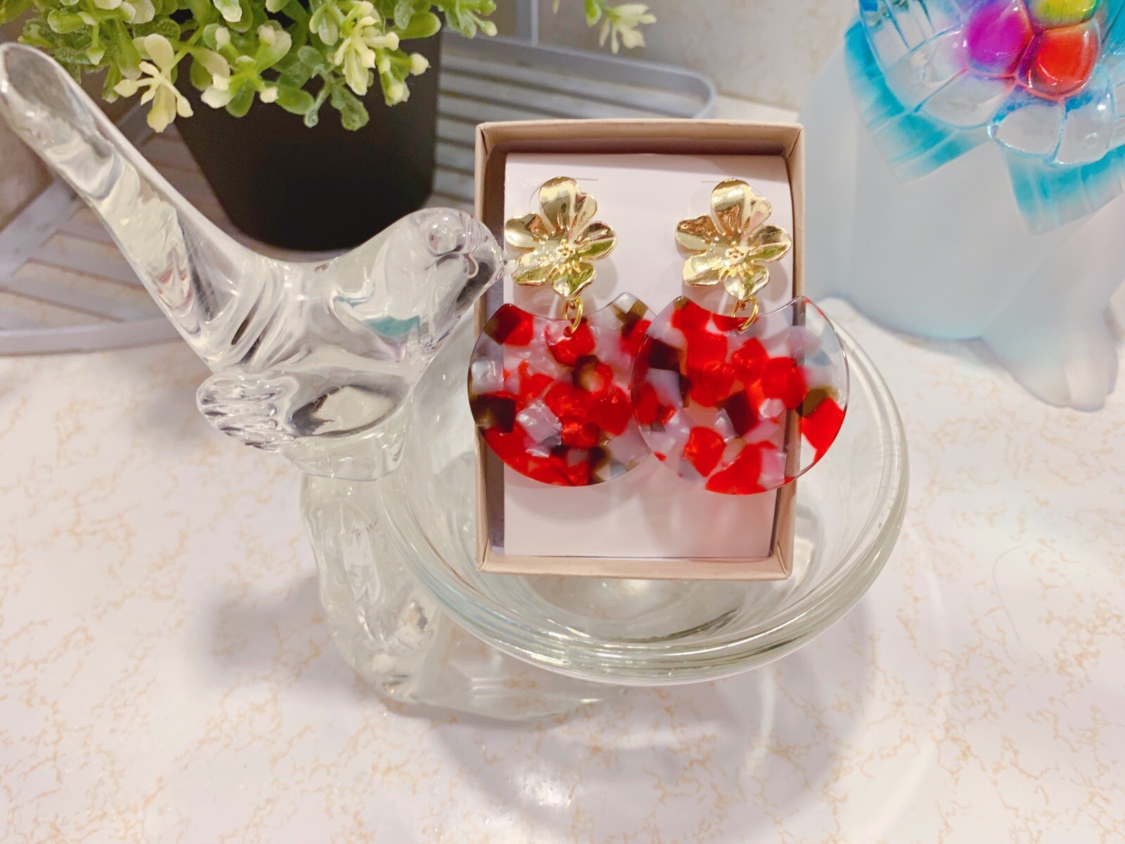 Handmade Multi Choose Shell Resin Earrings With Gold Plated Post