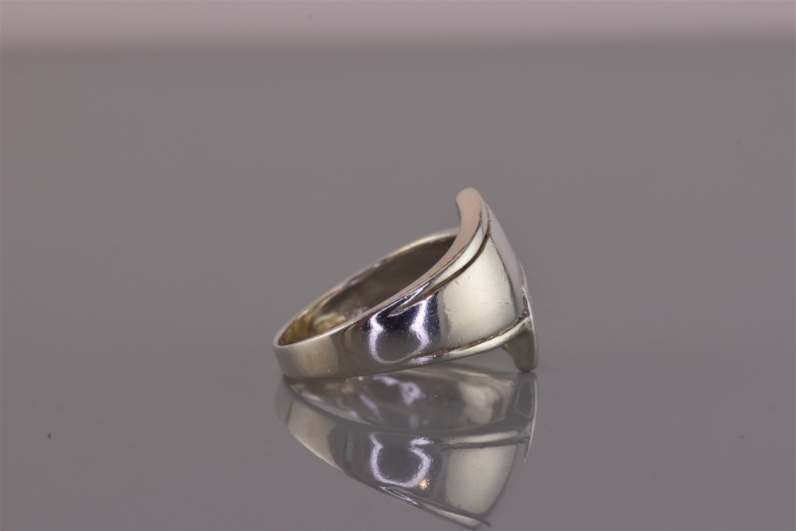 Sterling Silver Bordered Tapered Paddle Wrap Band Ring 925 Sz: 7