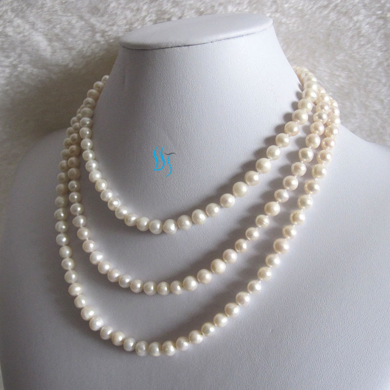 52″ 5-7mm White Cultured Freshwater Pearl Necklace Off Round Jewelry