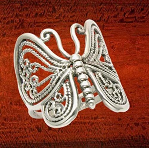 Wildthings Sterling Silver Filigree Butterfly Ring Sizes 6-7-8-9