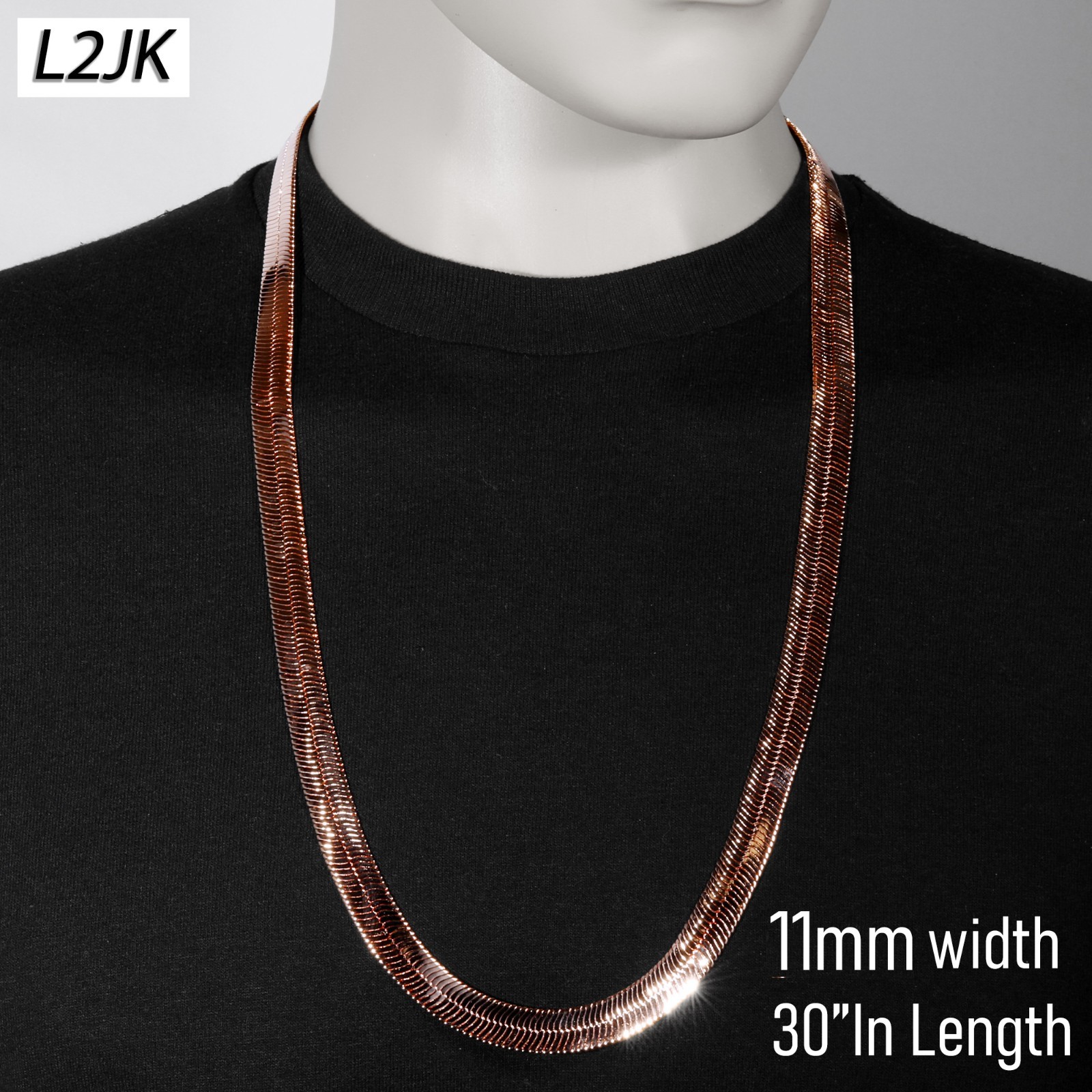 Herringbone Chain Flat Necklace 925 Silver Plated – 11mm 30″In Hip Hop Fashion