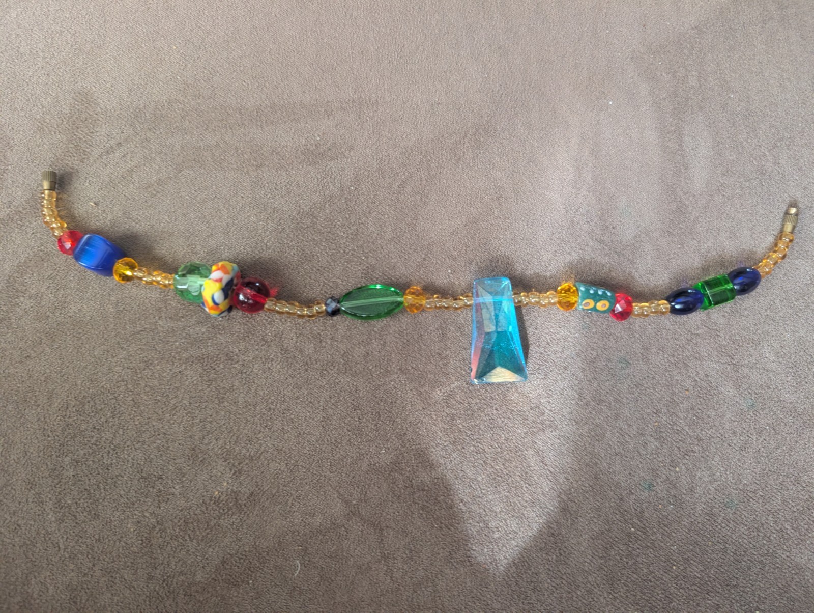 Beaded Anklet, Colorful & Chunky, From Nigeria 10″