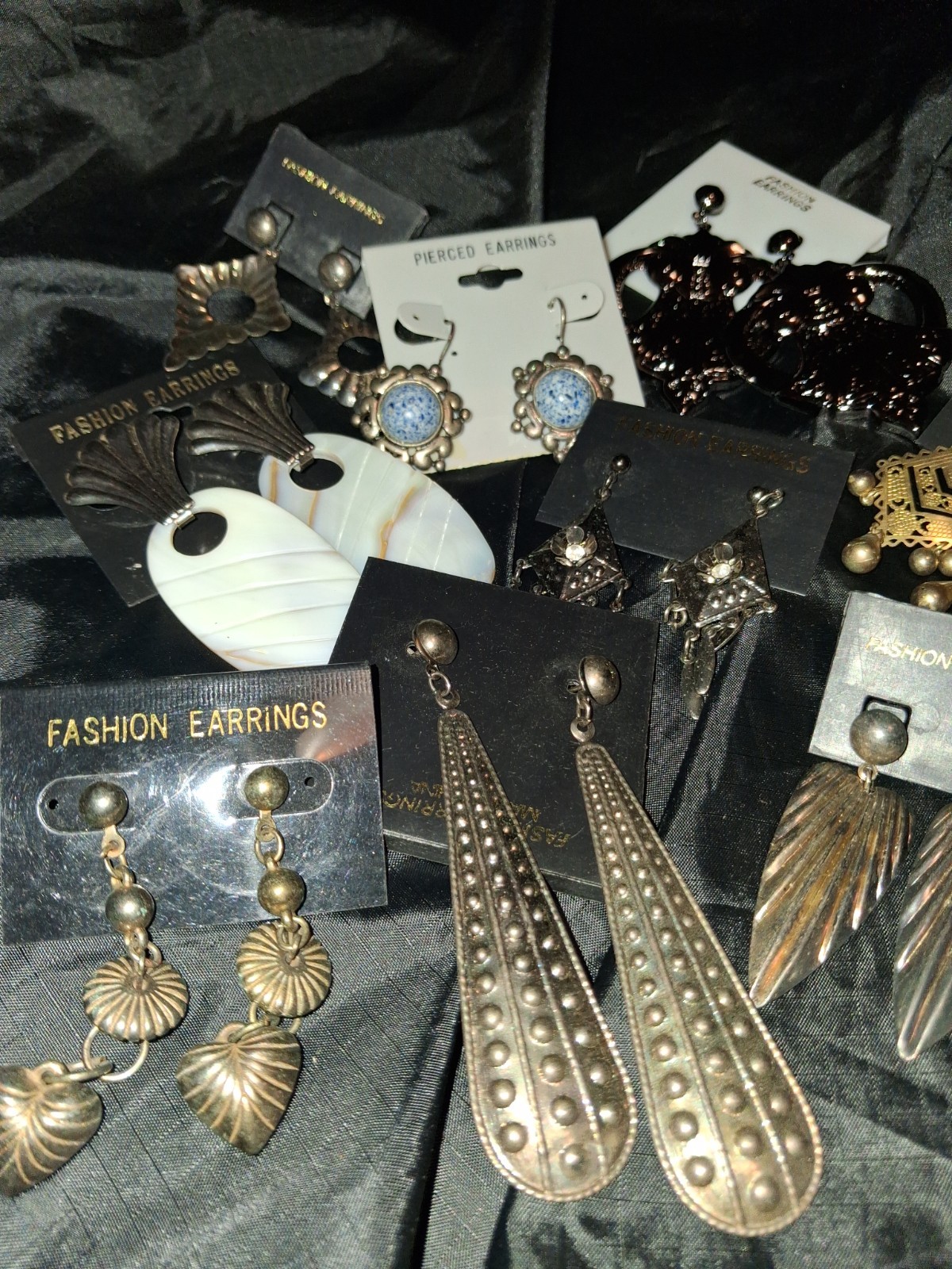 9 Pairs Of Chandelier Fashion Earrings Prong Back NEW