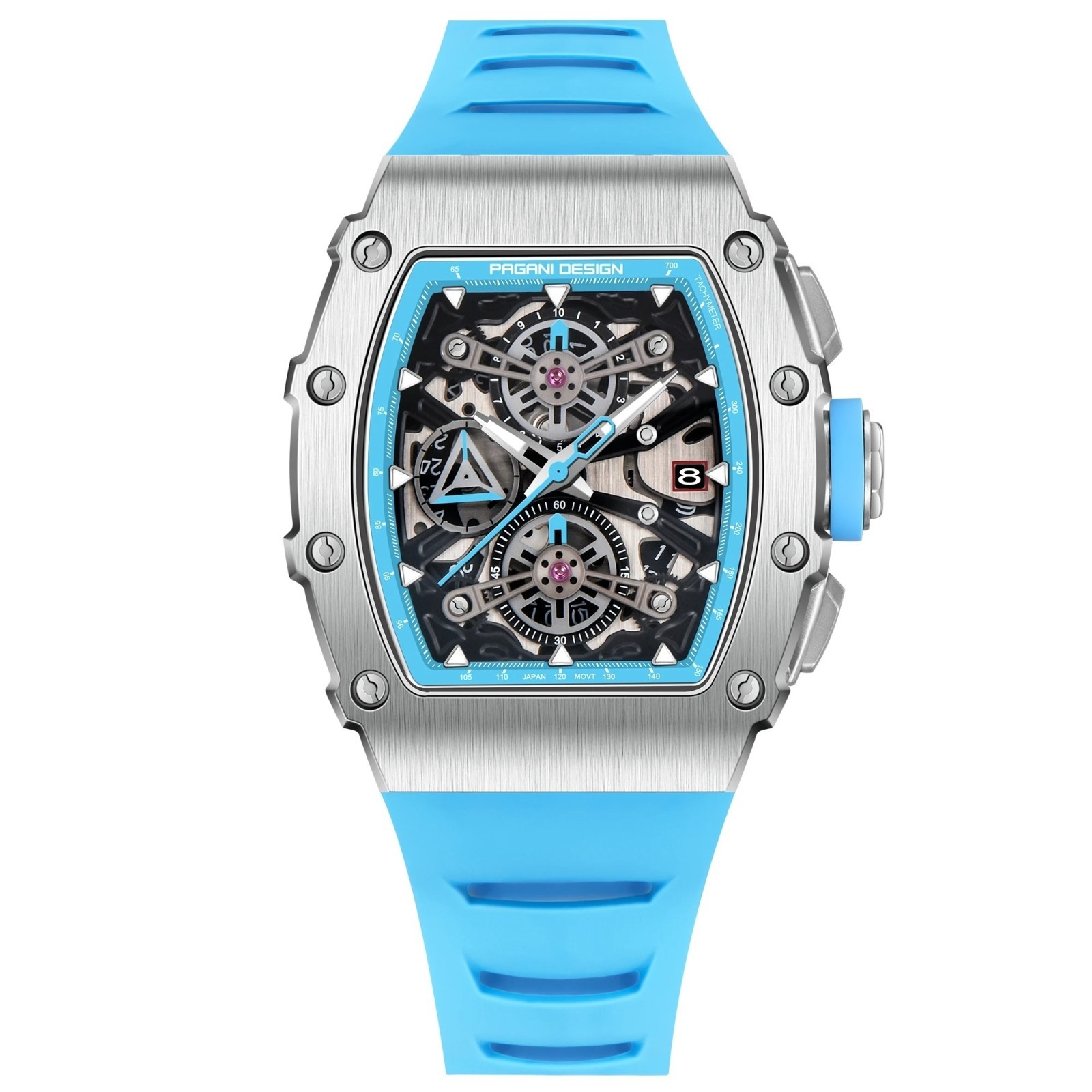 New 40MM Barrel Hollow Fashion Casual Men’s Quartz Watches Sapphire Glass Quart