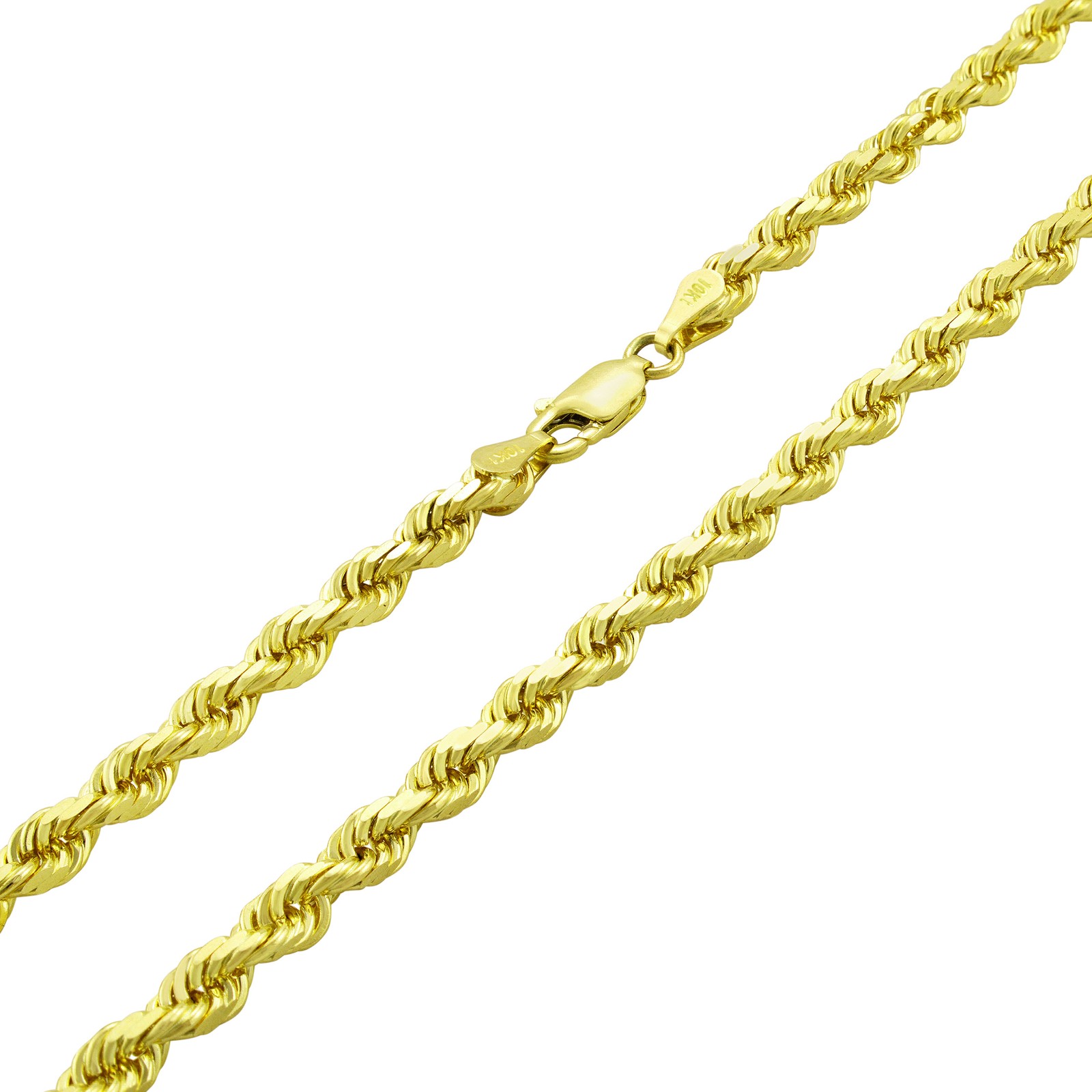10k Yellow Solid Gold 4mm Mens Diamond Cut Rope Chain Necklace Italian Made 20″
