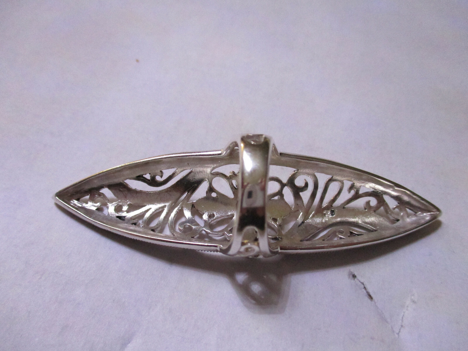 Huge Sterling Silver Ring for Woman Vintage look new style 3 inches long size 7