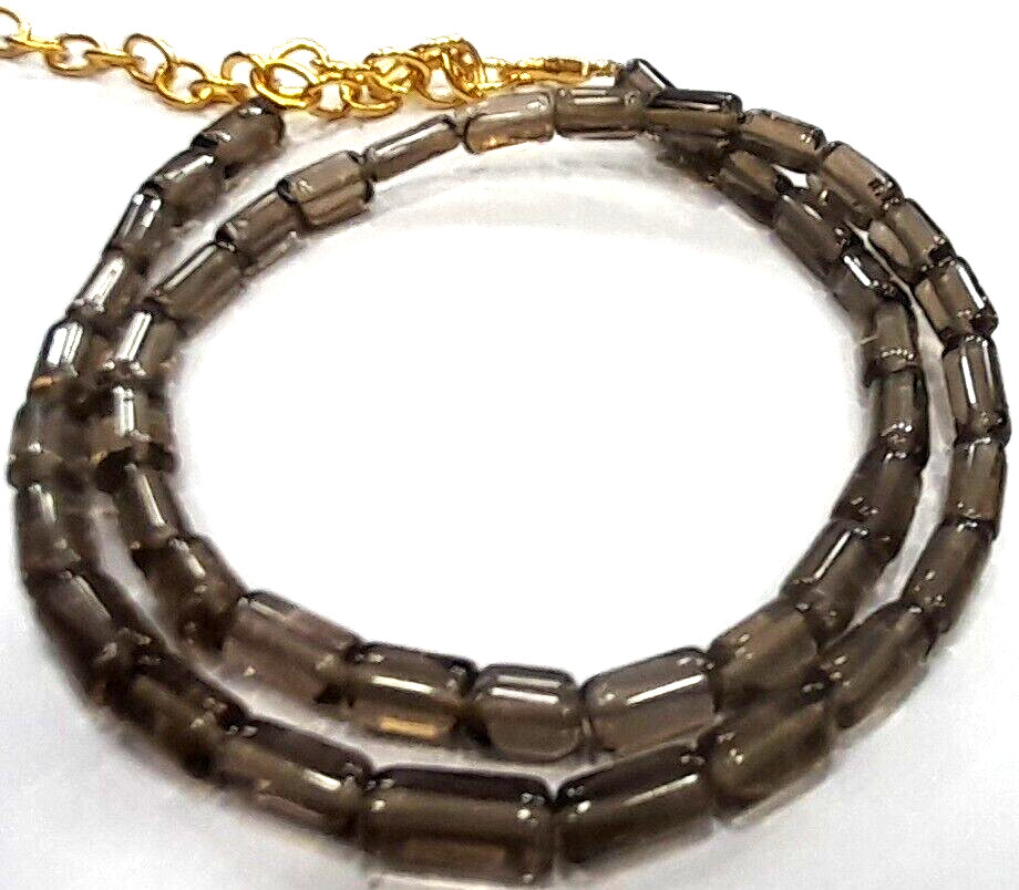Smoky Quartz Tube Smooth 4×7-5x8mm Loose Beads 18″inch 1 Necklace