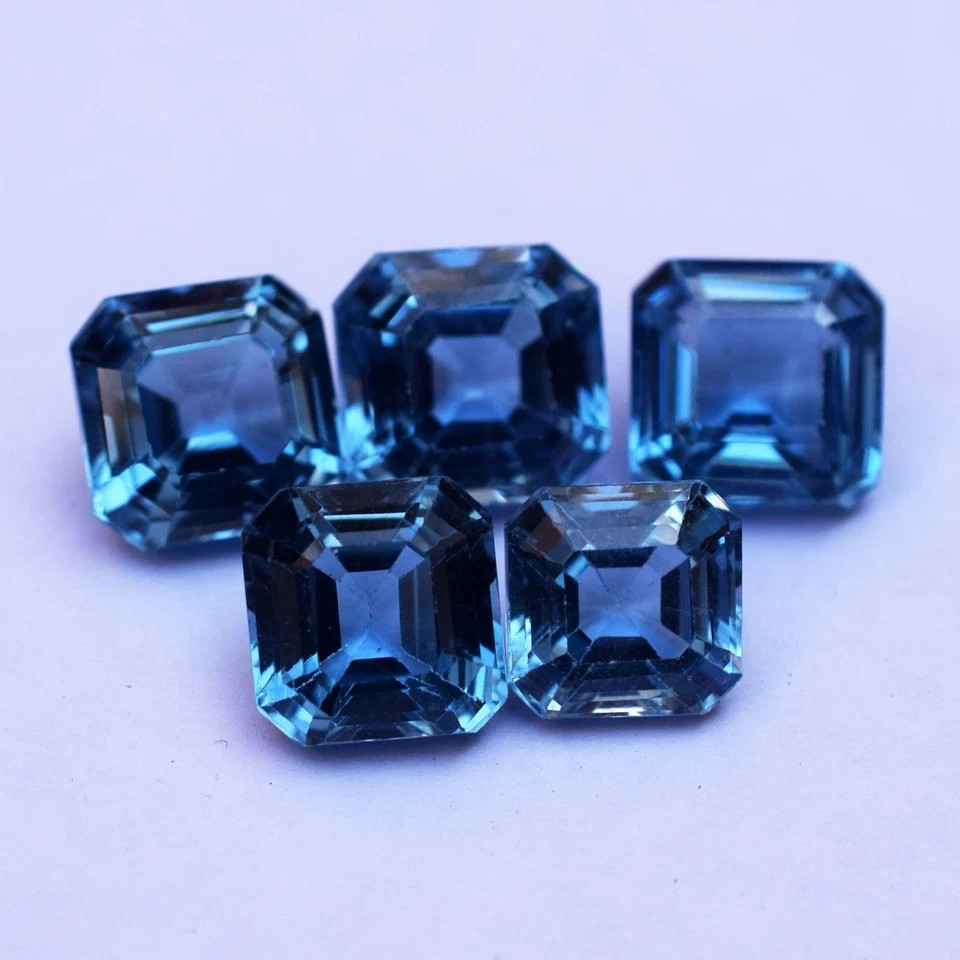40.40 CT Natural London Blue Topaz Octagon Cut Flawless Certified Gemstone Lot