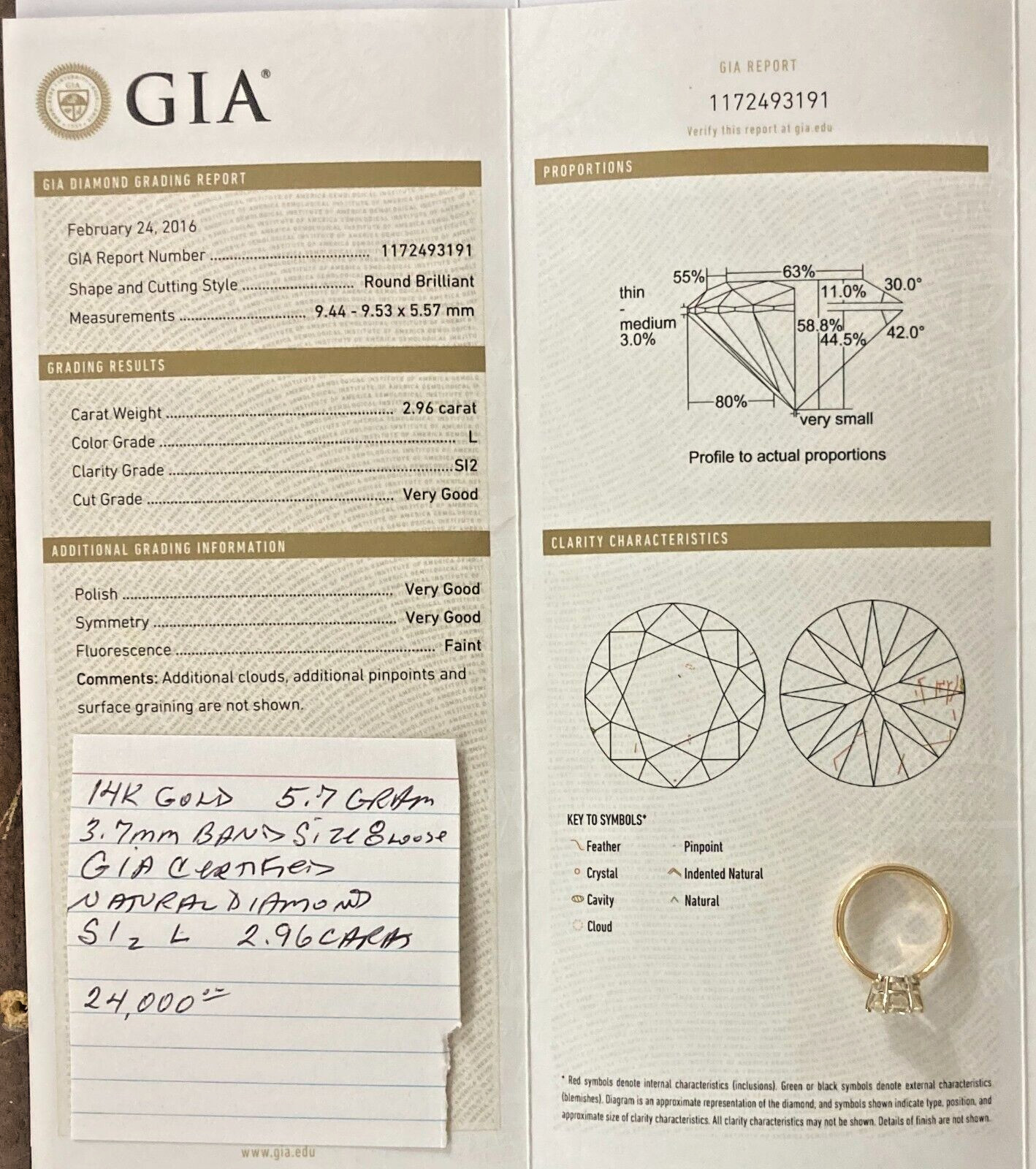 GIA Certified 2.96 Ct. Natural Diamond Vintage 6 prong Solitaire 14k Gold Ring