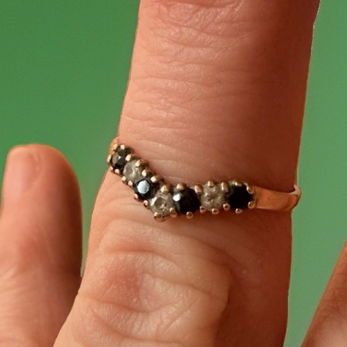 Vintage Gold Cubic Zirconia and Sapphire Ring 9ct Size L