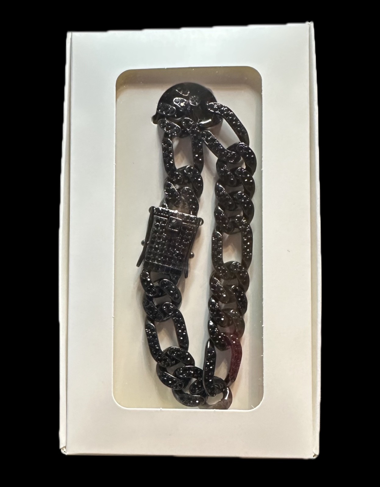 Men’s 18 Inch Stainless Steel Gunmetal Figero Jeweled Chain Necklace New In Box