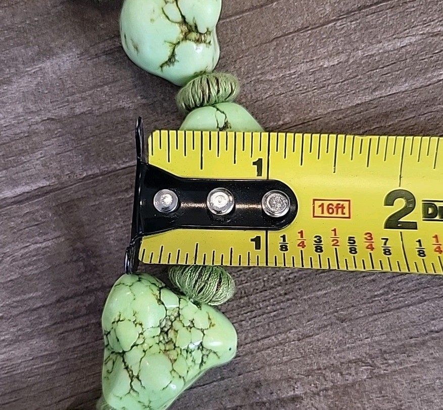 Vintage Green Gaspeite Nugget Yarn Wrapped Necklace Free Shipping