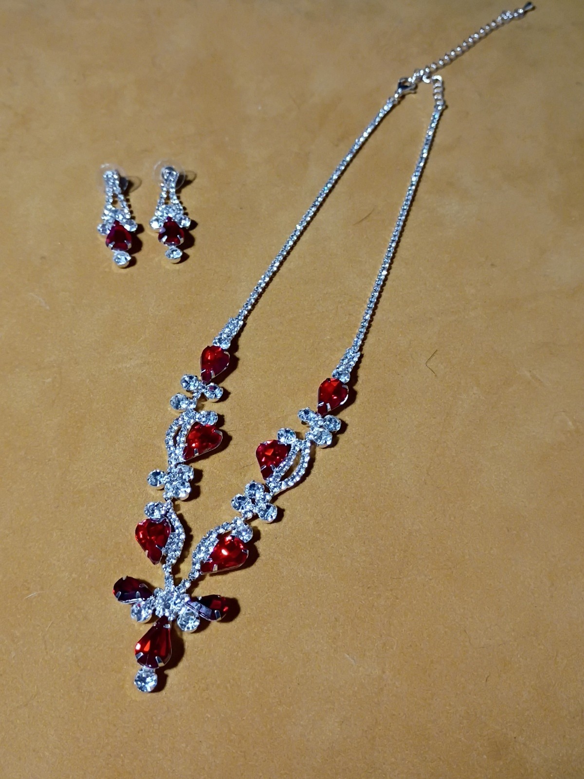 Vintage Sparkly jewelry Set.Red,Dangly, Statement Gorgeous Perfect For A Night