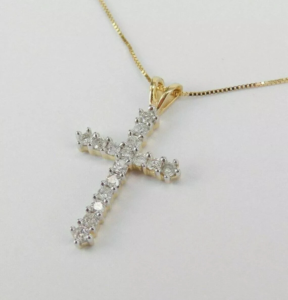 2CT Lab Created Diamond Cross Pendant Necklace 14K Yellow Gold Plated Free Chain