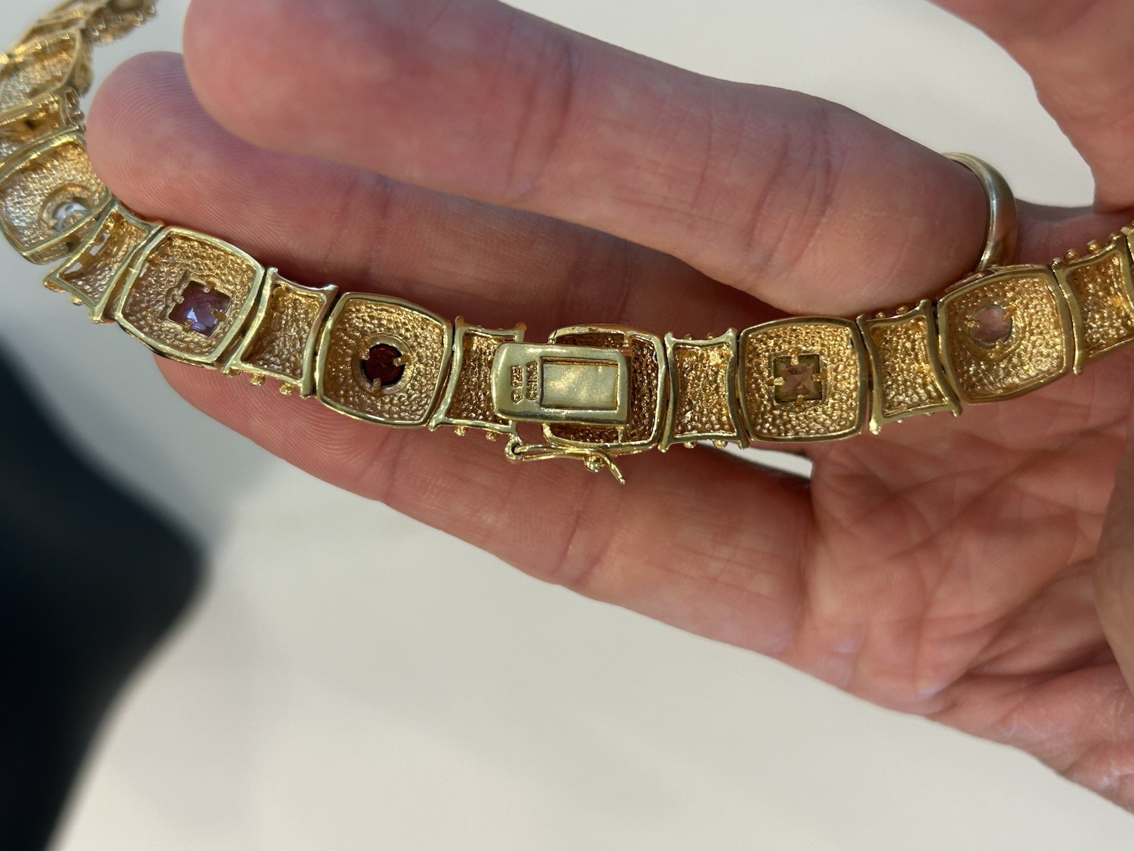 Veronese Etruscan Gold Vermeil Sterling Multi Stone Choker 925