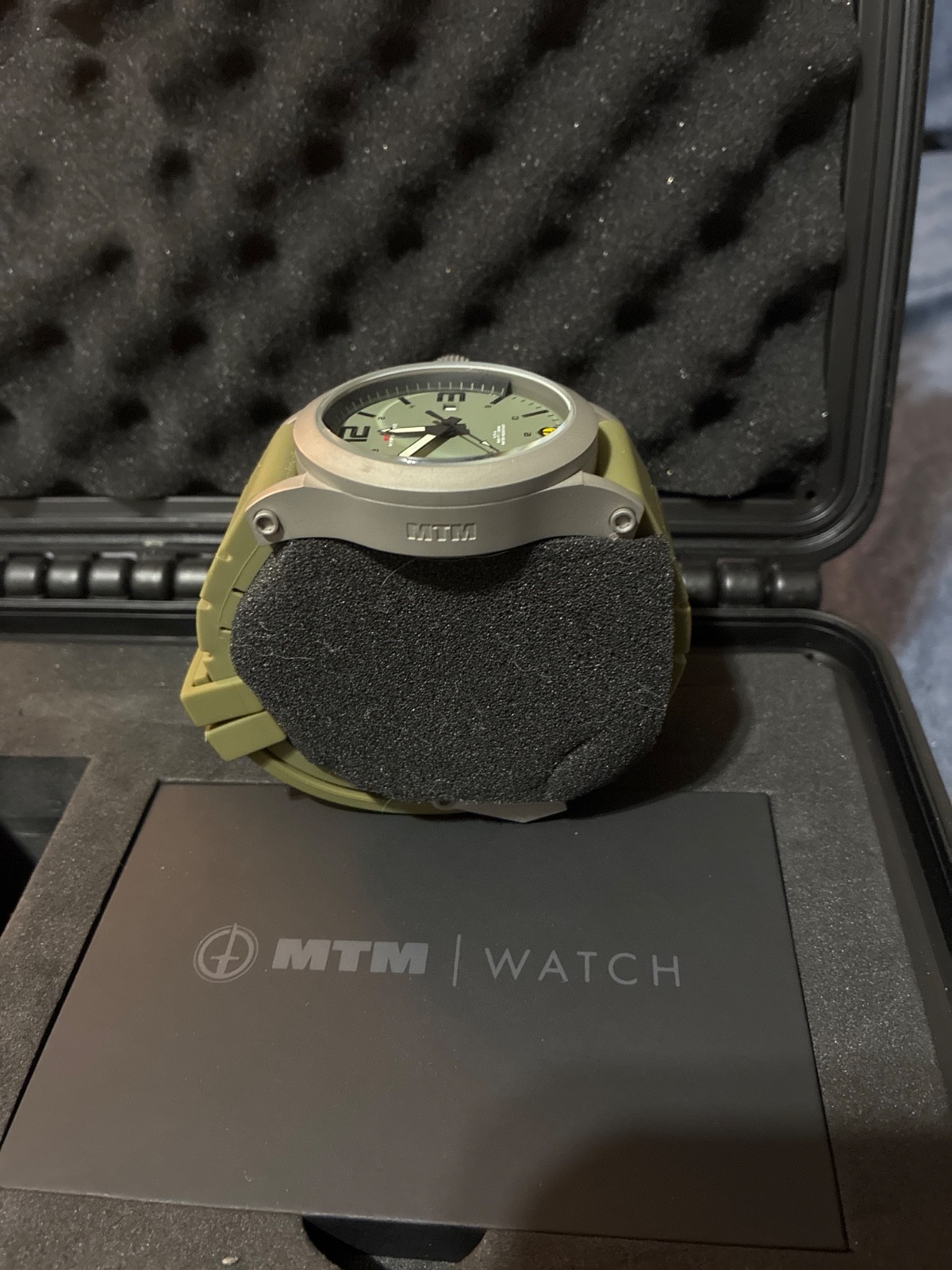 MTM Hypertec 44mm Stainless Steel Sandblasted Finish, MTM Green Rubber Strap