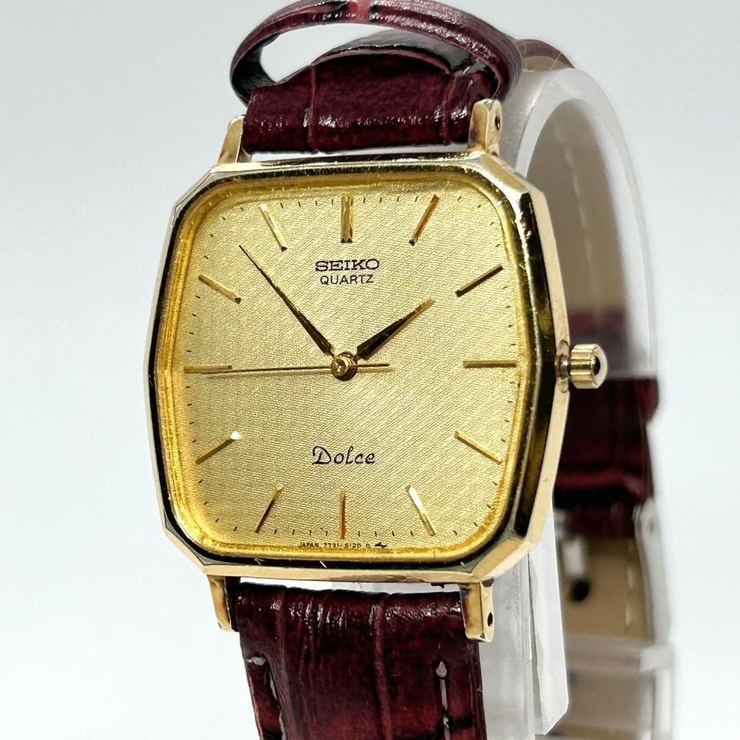 SEIKO Dolce 7731-5120 Gold Hexagon Men’s Qz Watch JAPAN Vintage 1985
