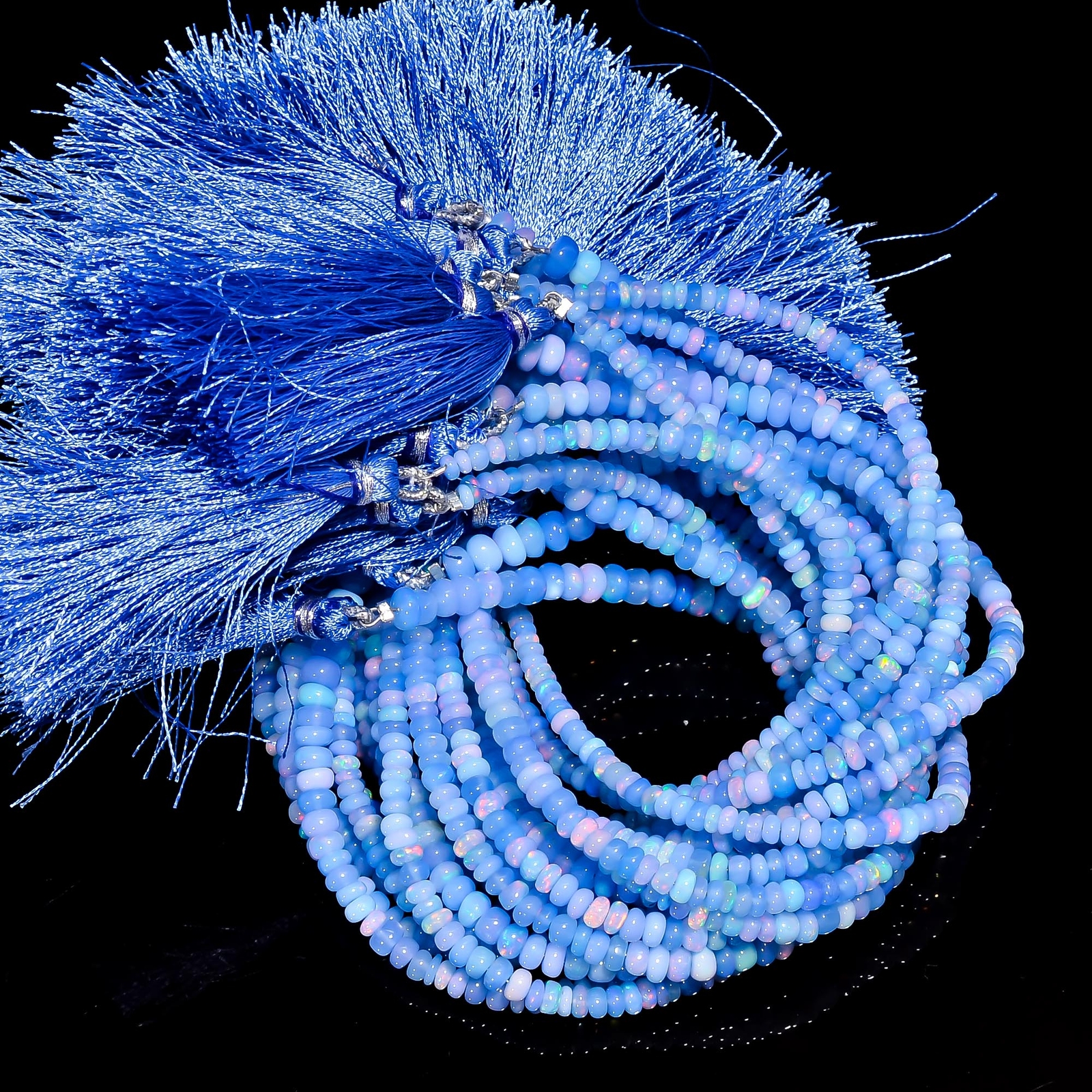 Blue Ethiopian Opal Gemstone Roundel Shape Smooth Beads 4X4X2 mm Strand 8″ EB699