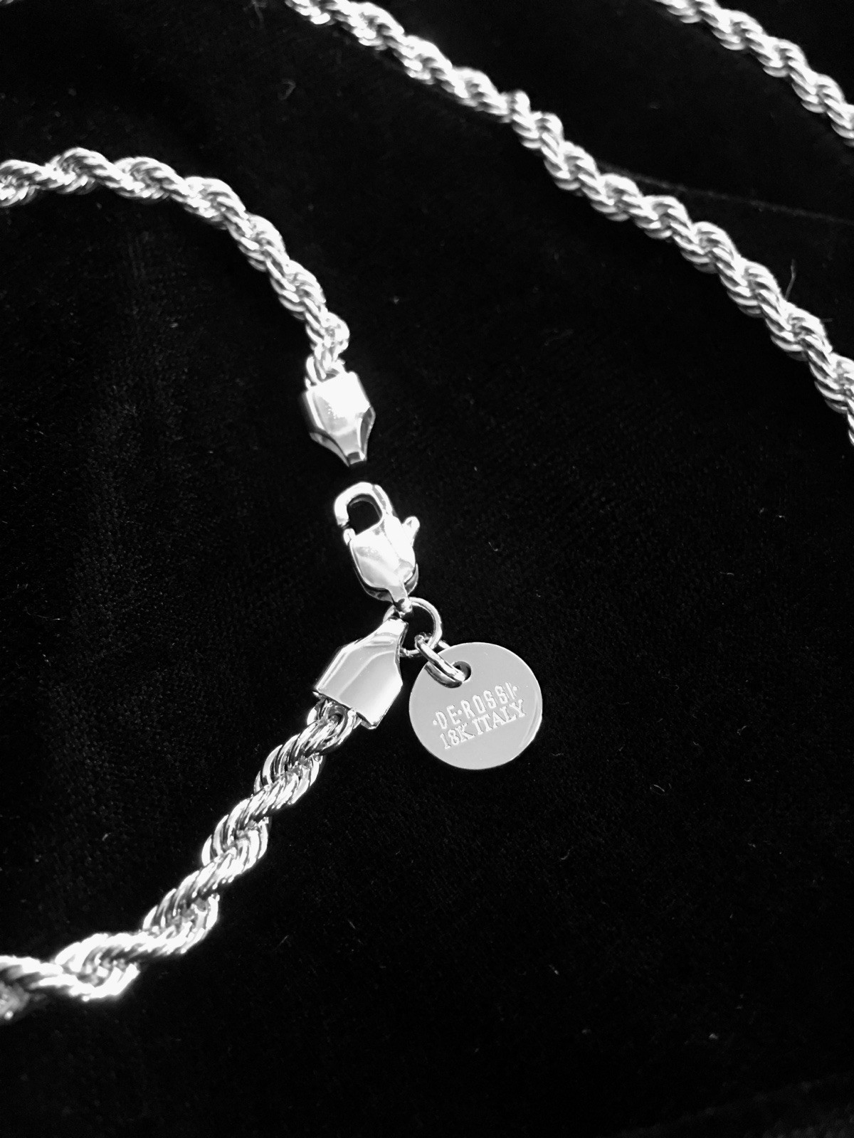 18K WHITE GOLD Men Women 4MM ROPE CHAIN 30” MADE IN ITALY *LIFETIME WARRANTY*