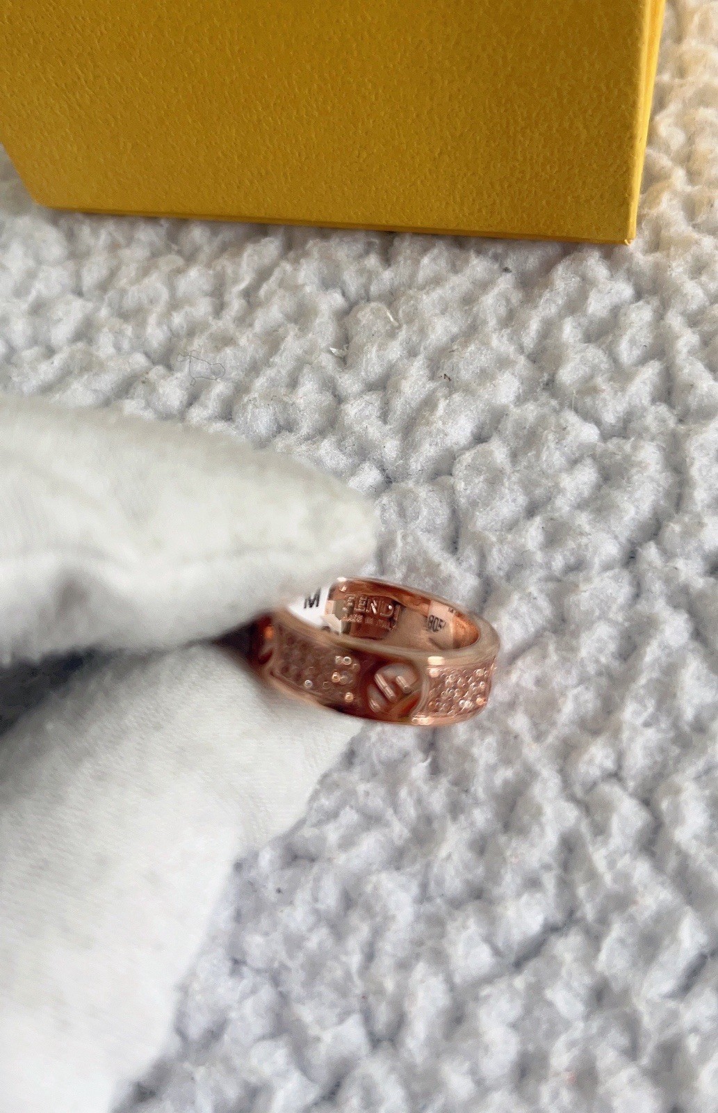 Fendi F Is Fendi Ring Crystal in Rose Size Medium/ M