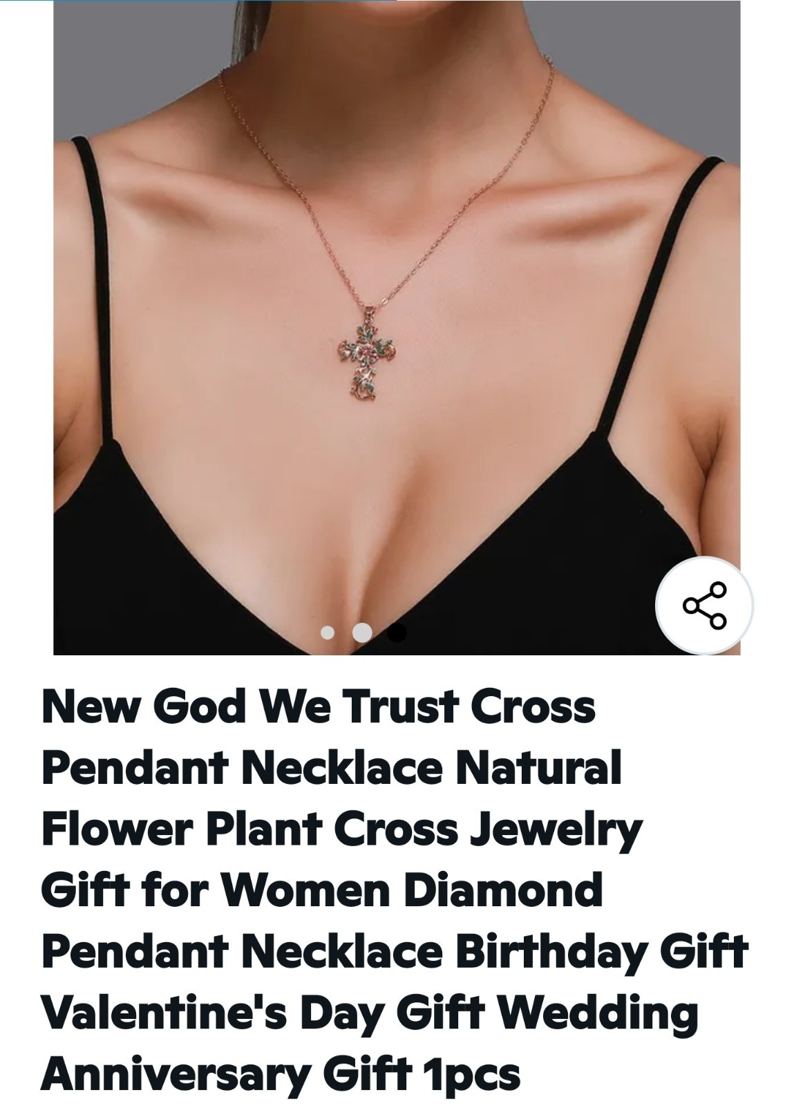 God We Trust Cross Rose Gold-tone Dainty Necklace Crucifix Diamond Cut Crystals
