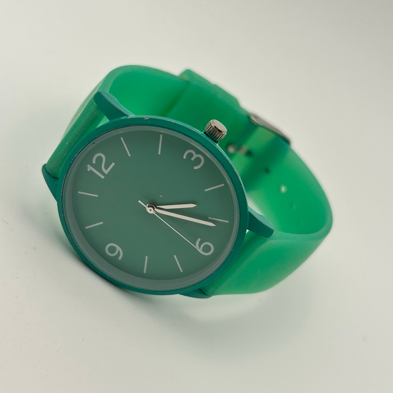 Accutime Watch Corp Mint Green Silicon Band St. Steel Working New Battery