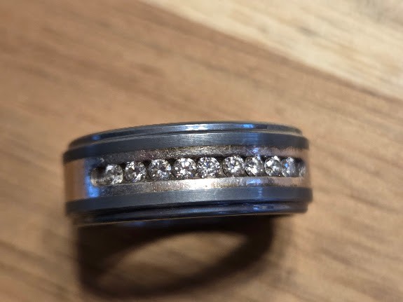 Men’s Size 8 Wedding Ring 9 Diamonds Triton Tungsten Carbide .925 Get it first